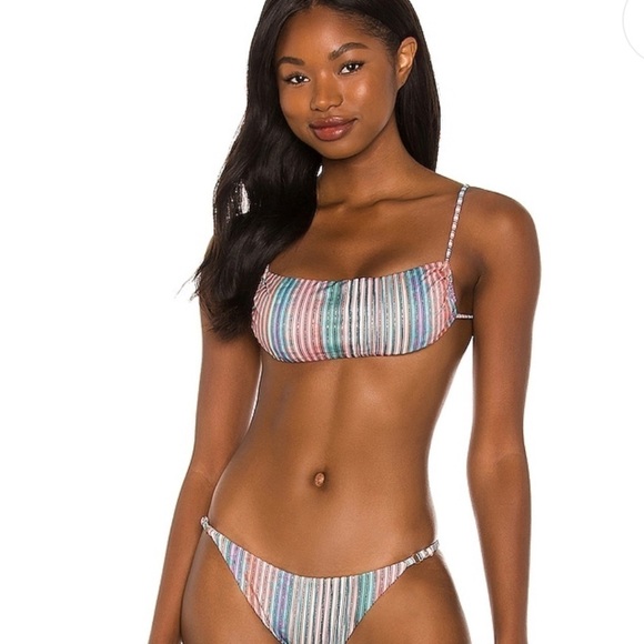 PQ Swim Anthropologie Luna Bikini Top Nirvana Metallic Stripes Pilyq - Picture 2 of 7